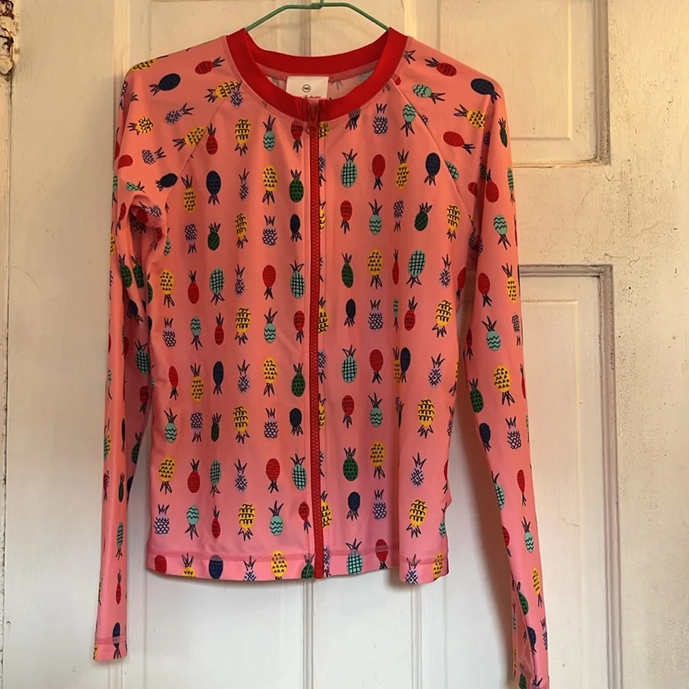 Hanna Andersson Pink Pineapple Zip Rashguard in size 160/14